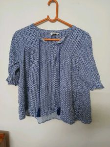 Patterned Blue Top