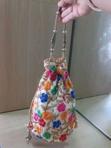 Floral Embroidered Potli Bag