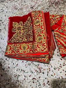 Red Bridal Lehenga With Dupatta &amp; Blouse