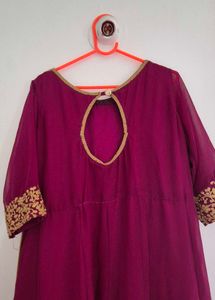 Elegant Embroidered Maroon Dress