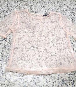 (1300)Sheer Pink Blouse