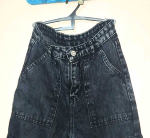 Charcoal High Waist Cargo Jeans For Women