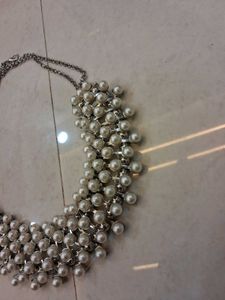 Pearls &amp; Silver Statement Necklace