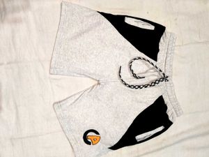 Grey & Black Graphic Print Shorts