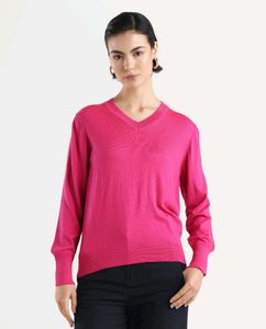 Stylish Pink V-Neck Sweater