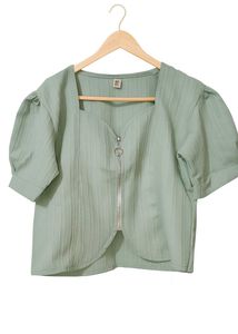 Green Puff Sleeve Top