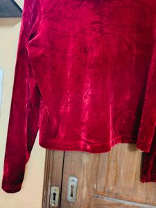 Imported Turtleneck Red Velvet Top