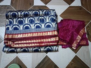 Beautiful Cotton Silk Saree With Matching Blouse