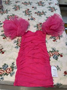 Pink Bodycon Ruched Mini Burthday Dress