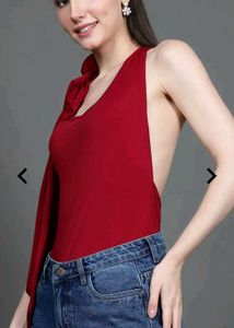 Neck Shoulder Tie-Up Backless Bodysuit