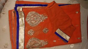 Orange Embroidered Saree