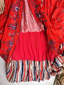 Red Embroidered Kurta