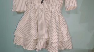 Striped Tie Neck Dress