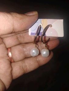 Pearl Drop Hoop Earrings
