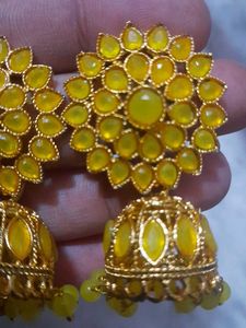 Yellow Jhumka Earrings