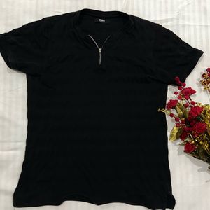 Black T-Shirt with Zipper