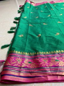 Green &amp; Grey Silk Saree  ( Price Negotiable )