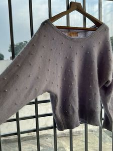 Pearl Embellished Knit Sweater