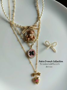 Handmade Retro Style Teddy Bear Pearl Choker