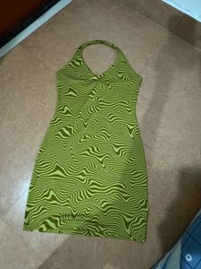 Green Swirl Halter Mini Dress