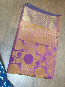 Purple &amp; Gold Woven Saree