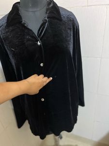 Elegant Black Velvet Shirt