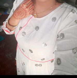 White Anarkali Kurta