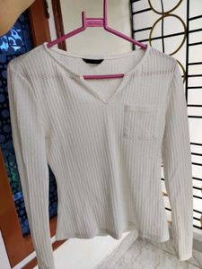 White Ribbed Top