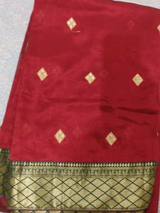 Maroon Saree With Green Blouse