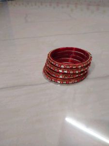 Set of Red &amp; Gold Beaded Bangles