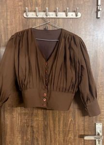 Brown Smocked Top