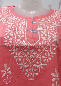 Elegant Peach Embroidered Kurta