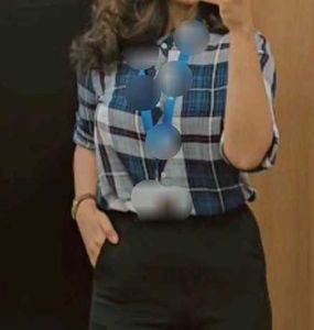 Blue Plaid Button-Down Shirt