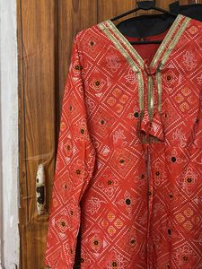 Red Bandhani Kurta