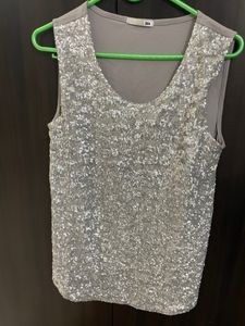 Embellished Silver Top