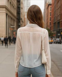 ZARA White Studded Collar Top