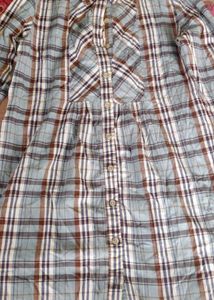 Blue Plaid Long Sleeve Top