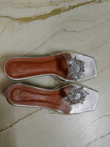 JM Looks Clear Strap Embellished Sandals
