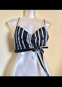 Striped Tie Crop Top Extra Small Size
