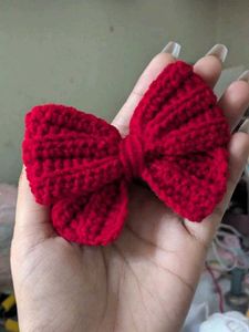 Red Crochet Bow