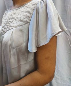 Silver Satin Top