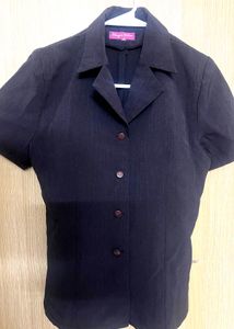 Elegant Short Sleeve Button-Up Blouse