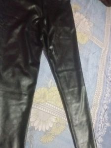 Black Leather Type Party Waer Pant