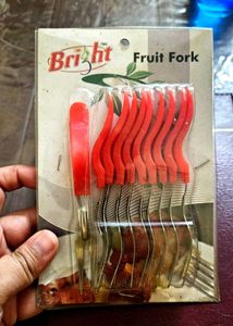 10 Unused Bright Fruit Forks