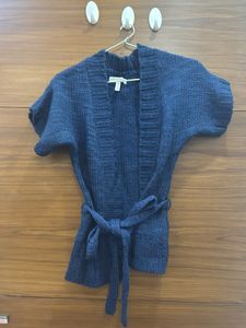 Blue Knit Tie Cardigan