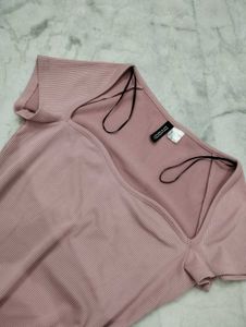 H&amp;M Pink Ribbed Bodycon Dress
