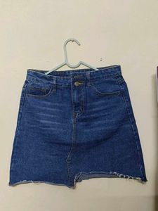 Distressed Denim Mini Skirt
