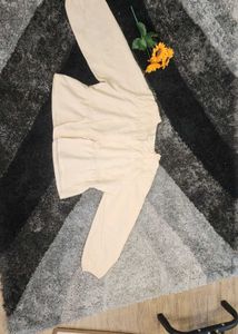 Beige Cinched Waist Blouse