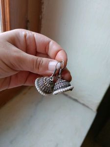 Silver Oxidised Jhumki