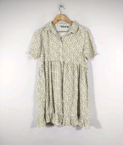 Off White Printed Western Dress(Women)
